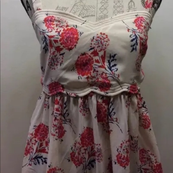 Pins And Needles Women's Spaghetti Strap Blouse Large Silk Floral Beige Coral - Picture 4 of 10